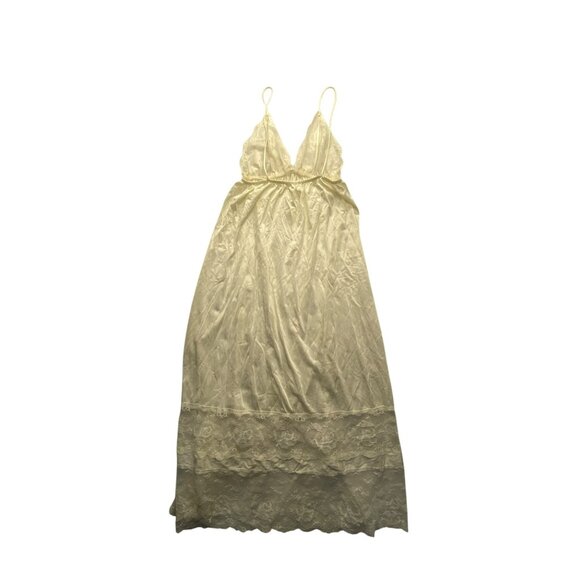 Vintage Miss Elaine Ivory Lace & Satin Nightgown Slip Dress #7212 - Picture 2 of 8